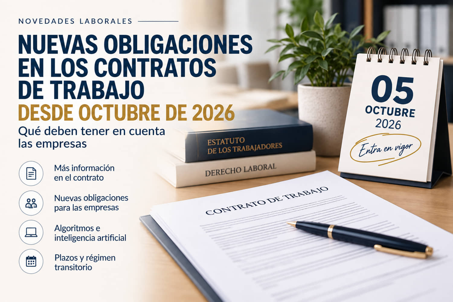 Nuevas obligaciones en los contratos de trabajo desde octubre de 2026 para empresas